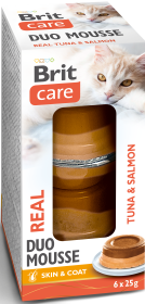 Brit Care Kot Real Duo Mousse Tuna with Salmon  Mokra Karma z tuńczykiem i łososiem  6x25g