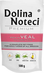 Dolina Noteci Pies Premium Adult Veal Mokra Karma z cielęciną i groszkiem 500g SASZETKA