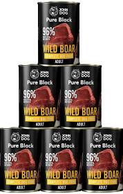 John Dog Pies Adult Pure Black Wild Boar Mokra Karma z dziczyzną 6x400g PAKIET
