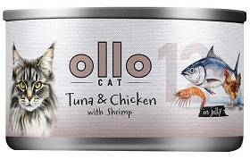 Ollo nr 12 Tuna&Chicken with Shrimp  Mokra Karma z tuńczykiem, kurczakiem i krewetką w galaretce dla kota 70g