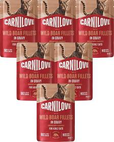 Carnilove Kot Adult Wild Boar Fillets in Gravy Mokra Karma z dzikiem 12x85g PAKIET