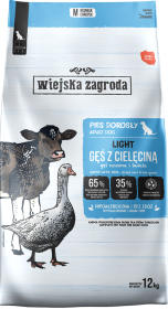 Wiejska Zagroda Light Adult Medium Sucha Karma z gęsią i cielęciną dla psa 12kg