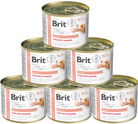 Brit Veterinary Diet Pies Renal Tuna&Salmon&Pea Mokra Karma z tuńczykiem i łososiem 6x200g PAKIET