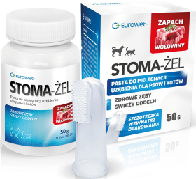 Eurowet Stoma-Żel Pasta do zębów o aromacie wołowiny 50g dla psa i kota + szczoteczka 