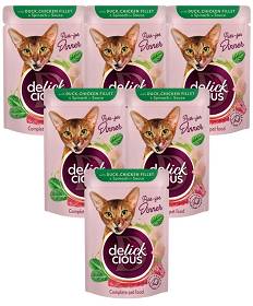 Delickcious Duck&Chicken Fillets in Sauce  Mokra Karma z kaczką i kurczakiem dla kota 12x85g PAKIET