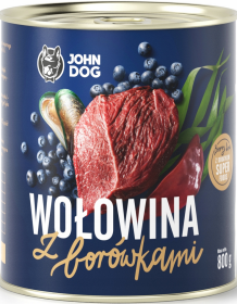 John Dog Berry Line Mokra karma z wołowiną i borówkami 800g