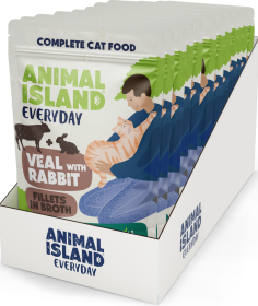 Animal Island Everyday Veal&Rabbit in Broth Mokra Karma z cielęciną i królikiem w rosole dla kota 12x85g