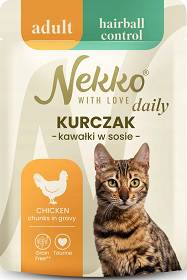 Nekko Daily Adult Hairball Mokra Karma z kurczakiem dla kota 85g (sos)