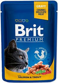 Brit Premium Kot with Salmon & Trout Mokra Karma z łososiem i pstrągiem 100g