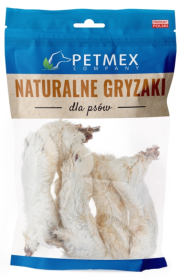 Petmex Łapki królicze z futrem dla psa 100g 