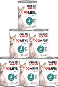John Dog for Cats 99 MENU Adult Goose Mokra Karma z gęsią dla kota 6x400g PAKIET