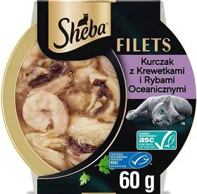 Sheba Filets Mokra Karma z kurczakiem, rybami oceanicznymi i krewetkami w sosie dla kota 60g