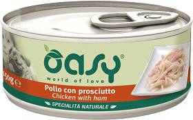 Oasy Natural Adult C0hicken with Ham Mokra Karma z kurczakiem i szynką dla kota 150g