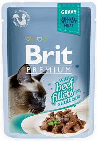 Brit Premium Kot with Beef Fillets for Adult Cats Gravy Mokra Karma z wołowiną 85g