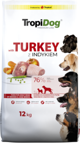 Tropidog Premium Adult Turkey Sucha Karma z indykiem dla psa 12kg