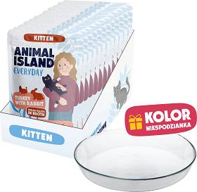 Animal Island Everyday Kitten Turkey&Rabbit in Broth Mokra Karma z indykiem i królikiem w rosole dla kociąt 12x85g + Talerzyk GRATIS