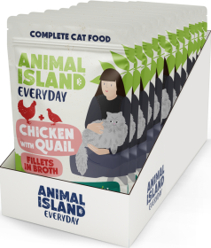 Animal Island Everyday Chicken&Quail in Broth Mokra Karma z kurczakiem i przepiórką w rosole dla kota 12x85g