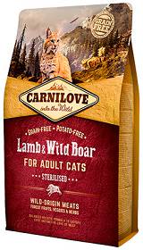 Carnilove Kot Grain Free Lamb & Wild Boar Sterilised Sucha Karma z dziczyzną i jagnięciną 2kg