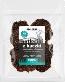 Uniszki Przysmak Kotleciki z kaczki z kaszą jaglaną dla psa 100g