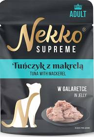 Nekko Supreme Adult Mokra Karma z tuńczykiem i makrelą dla kota 70g (galaretka)
