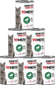 John Dog for Cats 99 MENU Adult Rabbit Mokra Karma z królikiem dla kociąt 6x400g PAKIET