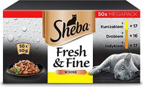 Sheba Kot Fresh&Fine Mix Smaków Drobiowych Karma mokra w sosie 50x50g