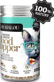 Dr Malou Freeze Dried Food Topper Liofilizowana Karma z kurczakiem, żółtkiem kurzym i trawą jęczmienną dla kota 100g