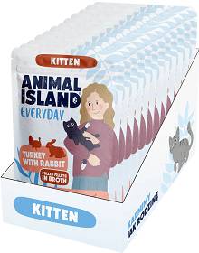Animal Island Everyday Kitten Turkey&Rabbit in Broth Mokra Karma z indykiem i królikiem w rosole dla kociąt 12x85g