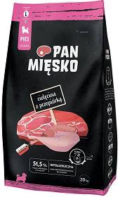 Pan Mięsko Pies Large Junior Sucha karma z cielęciną i przepiórką 20kg