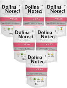 Dolina Noteci Pies Premium Adult Mokra Karma z cielęciną i groszkiem 10x500g SASZETKA
