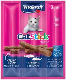 Vitakraft Cat Stick Mini kabanosy dorsz Przysmak 3szt