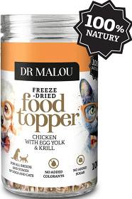 Dr Malou Freeze Dried Food Topper Liofilizowana Karma z kurczakiem, żółtkiem kurzym i krylem dla kota i psa 100g