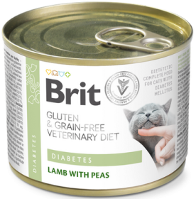 Brit Veterinary Diet Kot Diabetes Lamb&Pea Mokra Karma z jagnięciną 200g