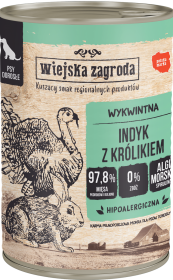 Wiejska Zagroda Pies Mokra Karma z indykiem królikiem 400g