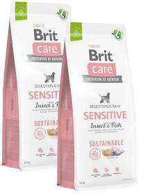 Brit Care Sustainable Sensitive Pies Adult Insect & Fish Sucha karma z owadami i rybą 2x12kg DWU-PAK [Data ważności 08.2024]