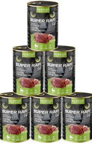 Super Rafi Kot Adult Mokra Karma z dziczyzną i sercami kurczaka dla kota 12x400g PAKIET