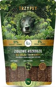 Trzypsy Deluxe Ziołowe Rozkosze na układ trawienny Przysmaki z królikiem dla psa 70g