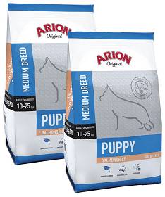 Arion Original Pies Puppy Medium Salmon & Rice Sucha Karma z łososiem 2x12kg DWU-PAK