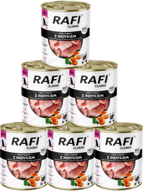 Rafi Classic Pies Mokra Karma z indykiem 12x800g PAKIET