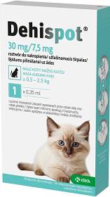KRKA Dehispot 30 mg/7,5 mg Roztwór do nakrapiania dla kota 0,5-2,5kg (1 pipeta 0.35ml)