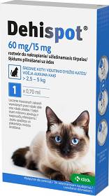 KRKA Dehispot 30 mg/7,5 mg Roztwór do nakrapiania dla kota 2,5-5kg (1 pipeta 0.70ml)