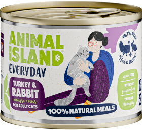 Animal Island Everyday Turkey&Rabbit Mousse Mokra Karma z indykiem i królikiem w musie dla kota 200g