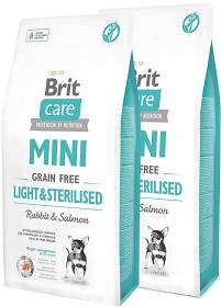 Brit Care Grain Free Pies MINI Light & Sterilised Rabbit & Salmon Sucha Karma z królikiem i łososiem 2x7kg DWU-PAK