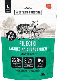 Wiejska Zagroda Pies Puppy Mokra Karma Hipoalergiczna Fileciki z jagnięciną i tuńczykiem 280g SASZETKA