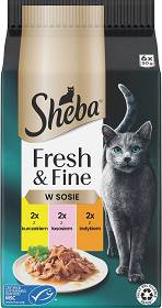 Sheba Fresh&Fine in Gravy Mokra Karma z kurczakiem, łososiem i indykiem w sosie dla kota 6x50g