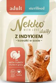 Nekko Daily Adult Sterilised Mokra Karma z indykiem dla kota 85g (sos)