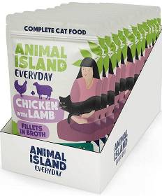 Animal Island Everyday Chicken&Lamb in Broth Mokra Karma z kurczakiem i jagnięicną w rosole dla kota 12x85g