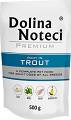 Dolina Noteci Pies Premium Adult Trout Mokra Karma z pstrągiem 500g SASZETKA