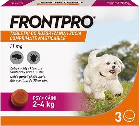 Frontpro Tabletka na kleszcze i pchły S 11.3mg dla psa 2kg-4kg  3szt.