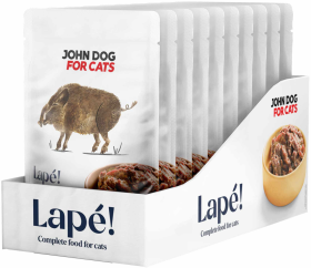 John Dog for Cats Lapé Wild Boar in Broth Mokra Karma z dziczyzną dla kota 10x100g PAKIET